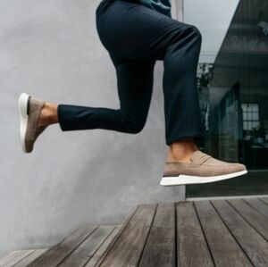 WOLF & SHEPARD Crossover Loafer Suede Comfort Sneaker Hybrid Tan Taupe